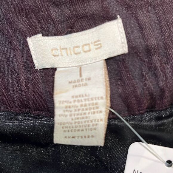 Chico's Purple Plum Embellished Collar Beads Sequin Jacket Hook Closure Medium - Picture 5 of 6